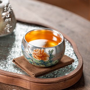 鎏银主人杯个人单杯大号品J茗杯陶瓷功夫茶杯送礼 臻品堂