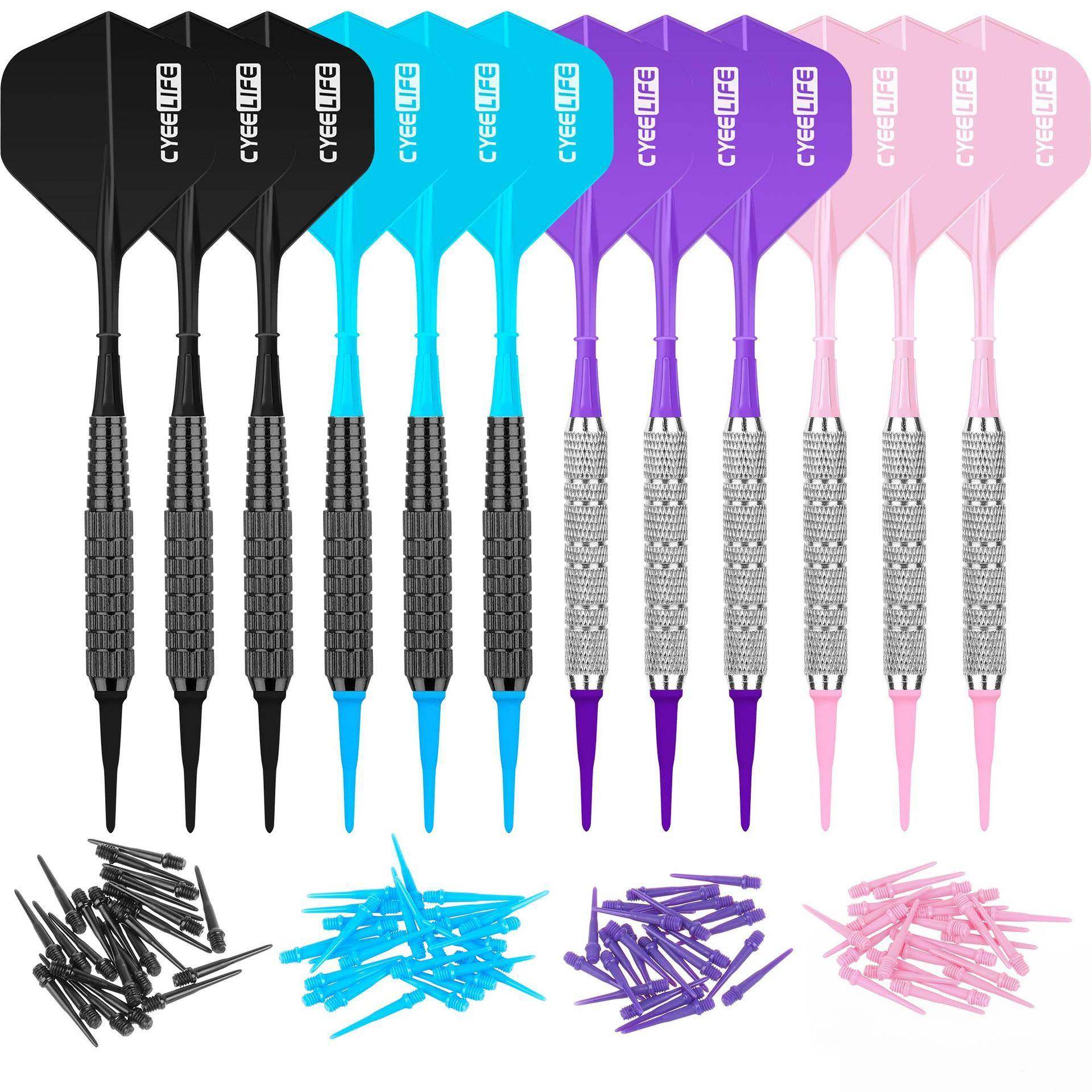 12支装软式电子飞镖套装一体塑胶镖叶两种不同的风格材质耐用,节庆用品/礼品,新娘配件,淘宝优惠券,粉丝福利购,淘宝优惠卷