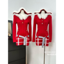 岚茜朵美式 显瘦毛衣包臀连衣裙 复古设计感毛领连帽针织裙辣妹修身