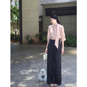 温柔风斜角一字飘带领衬衫 女春季 新款 法式 设计感休闲百搭长袖 衬衣