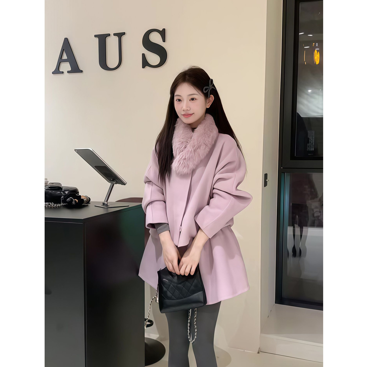 温柔风毛领围脖保暖短款毛呢外套女新款高级感显瘦高腰半裙两件套,女装/女士精品,时尚套装,淘宝优惠券,粉丝福利购,淘宝优惠卷