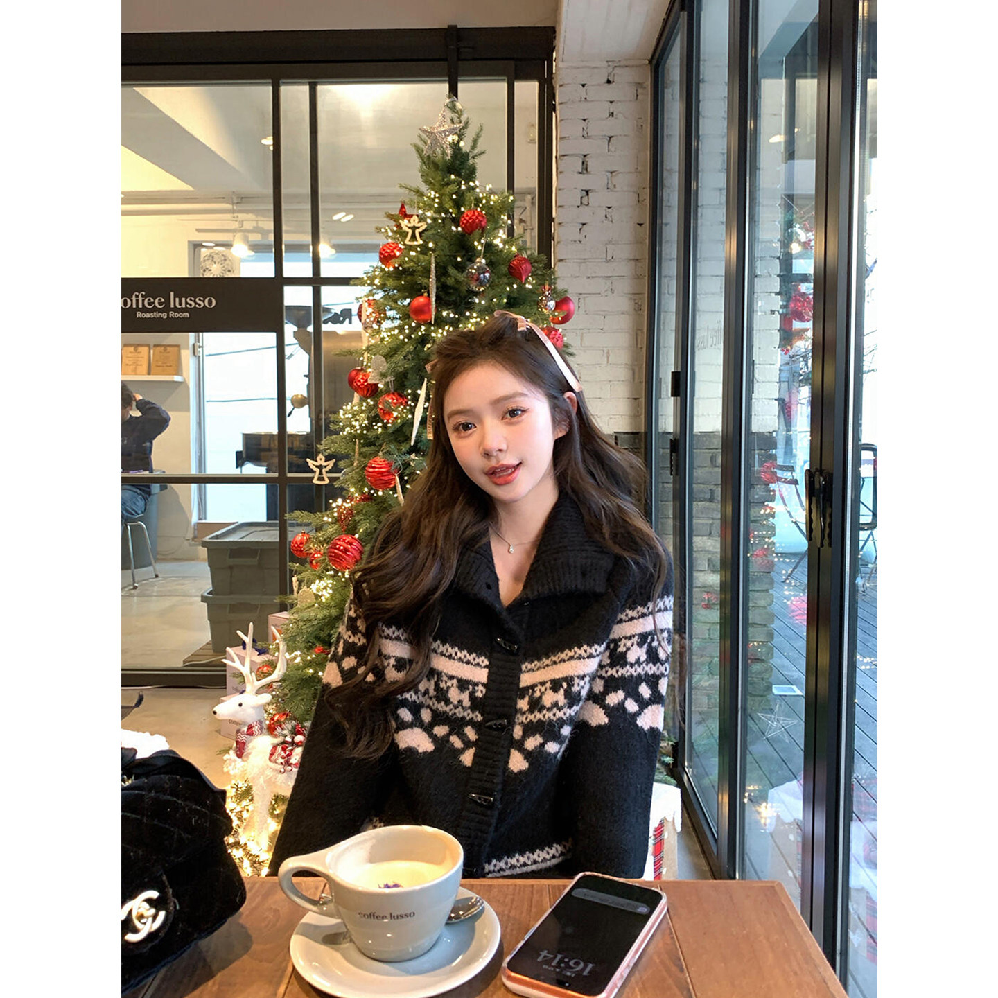 氛围感撞色费尔岛针织套装裙女翻领提花开衫毛衣显瘦半身裙两件套,女装/女士精品,时尚套装,淘宝优惠券,粉丝福利购,淘宝优惠卷