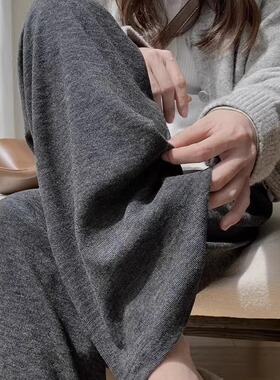 糯米阔腿裤2025冬季新款加绒高腰显瘦休闲裤垂感拖地裤