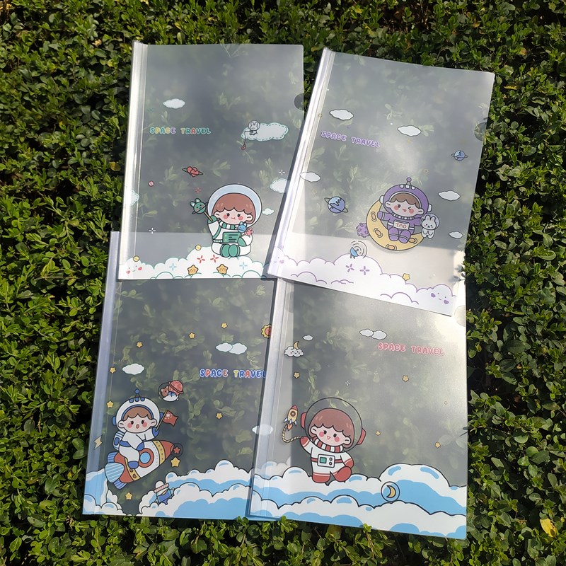 卡通印花A4抽杆夹拉杆夹文件袋试卷拉杆文件夹学生书皮夹4个装