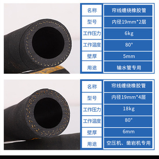 黑色高压帘线夹布橡胶管水管空压机凿岩机风镐风管软管皮管子