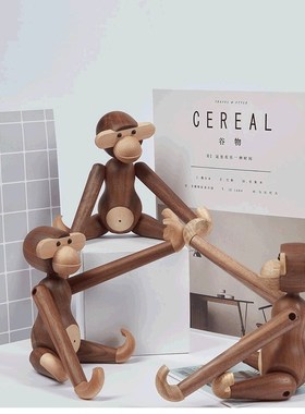 创意实木猴子摆件小挂件木质木偶家居装饰工艺品儿童房吉祥物玩偶