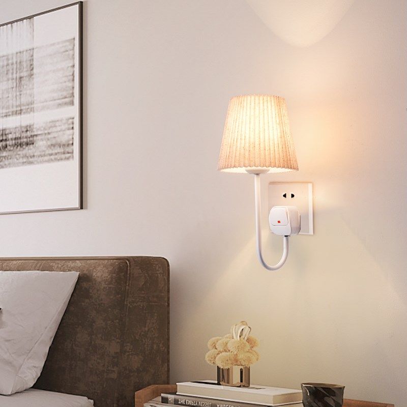 免接线款壁灯卧室床头灯夜用房间宿舍客厅插座墙灯带遥控