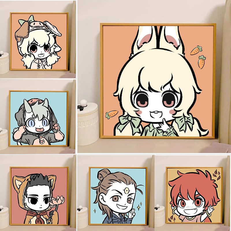 非人哉哪吒数字油画diyt手工手绘油彩丙烯画画填色儿童涂色填充