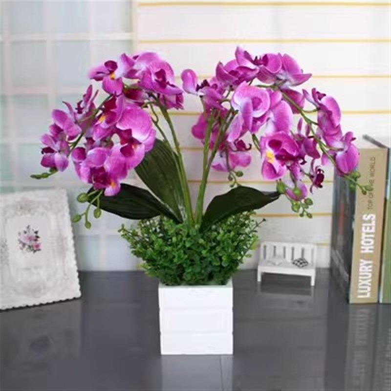 仿真花蝴蝶兰装假花绢花客厅装饰花艺家居摆放花卉盆栽兰花