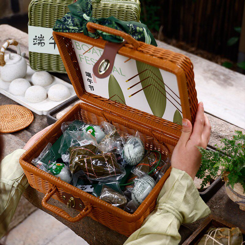 盒子包装外咸鸭蛋粽子端午包装礼盒空创意藤编礼盒端