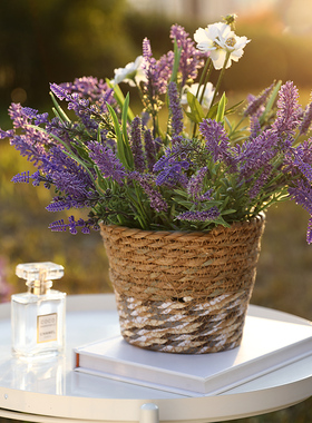 仿真紫色薰衣草高档干束田园风家居客厅餐桌装饰插摆设