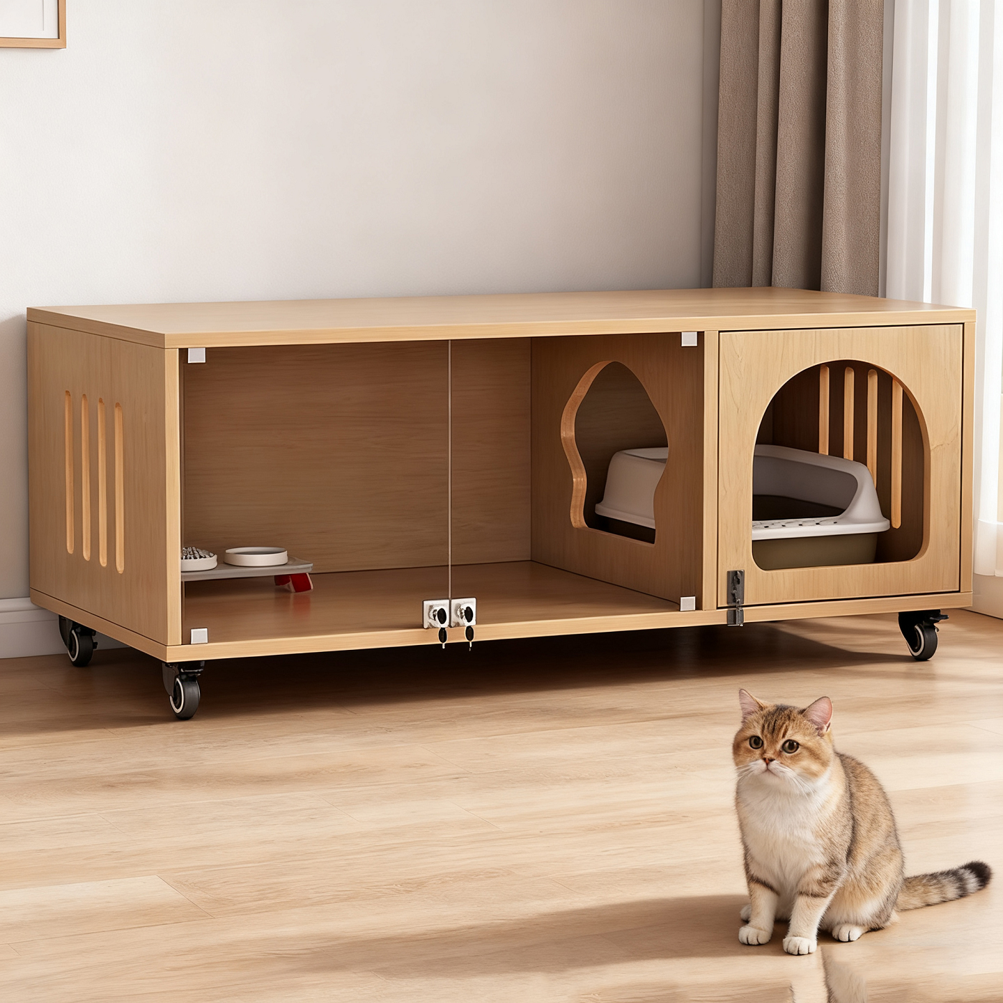 实木猫别墅家用室内不占地小户型猫柜单层多层猫咪猫窝猫屋猫笼