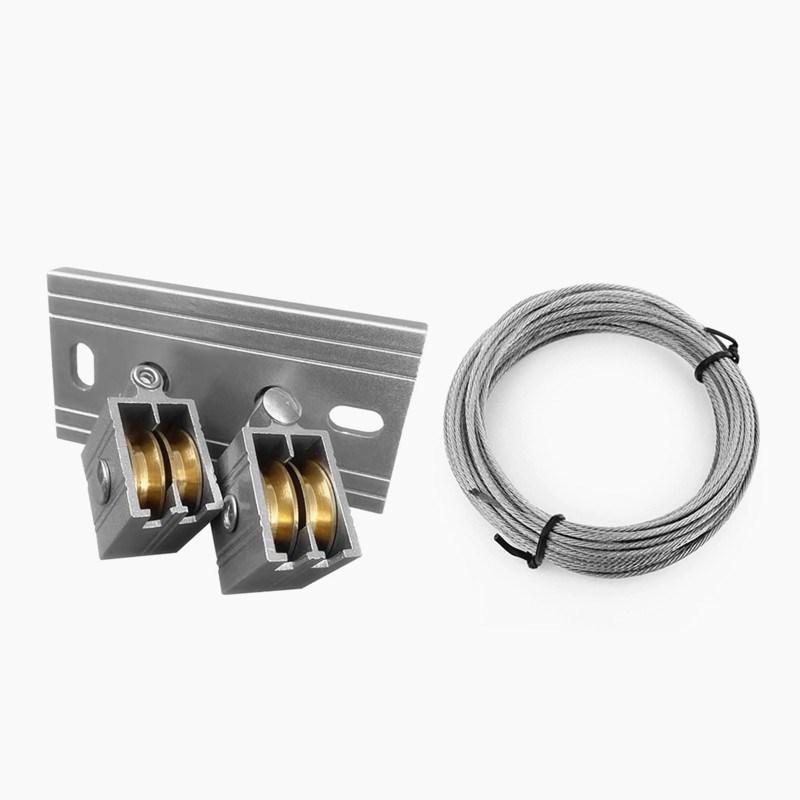 双杆升降晾衣架加粗304#钢丝绳钢线转角器滑轮万向轮铜轮维修配件