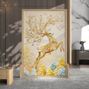 现代简约时尚 新中式 实木屏风隔断客厅玄O关卧室遮挡小户型座屏