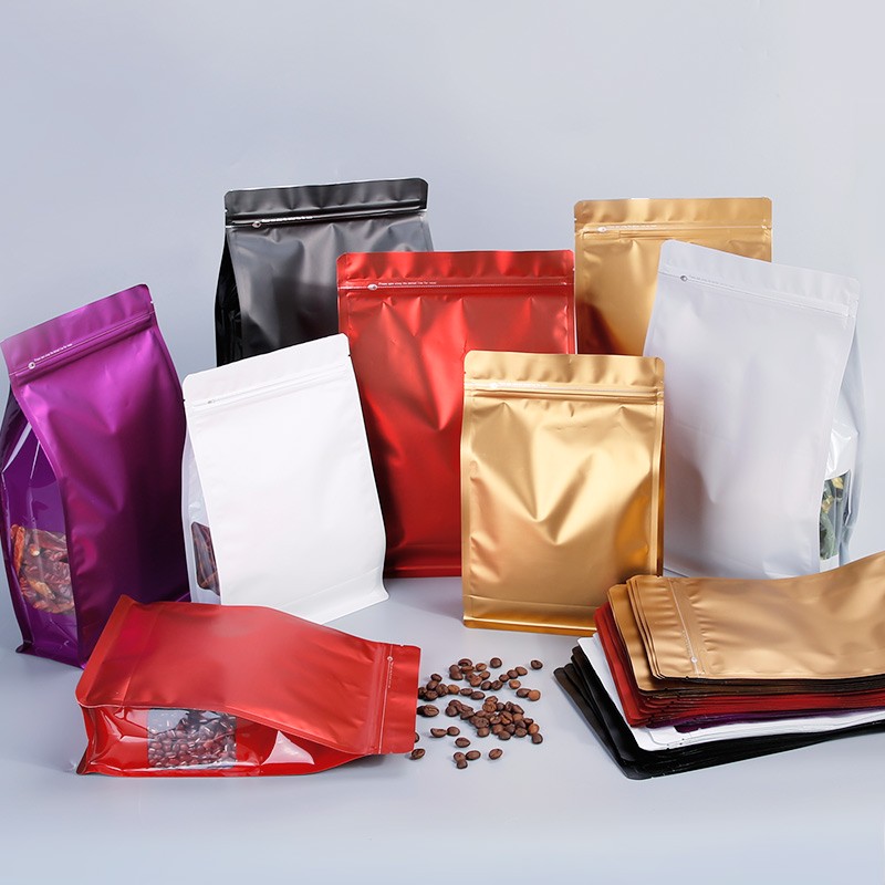 彩色铝箔八边封食品包装袋茶叶红枣干果开窗密封袋塑料自封袋定制