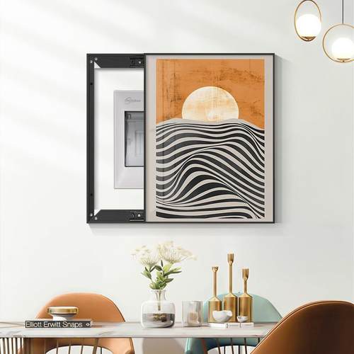 北欧抽象电表箱画装饰画免打孔高端配电箱电闸壁画竖款遮挡挂画