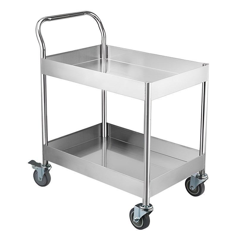 加厚304不锈钢周转手推车实验室定制双层静音医药仪器设备小推车