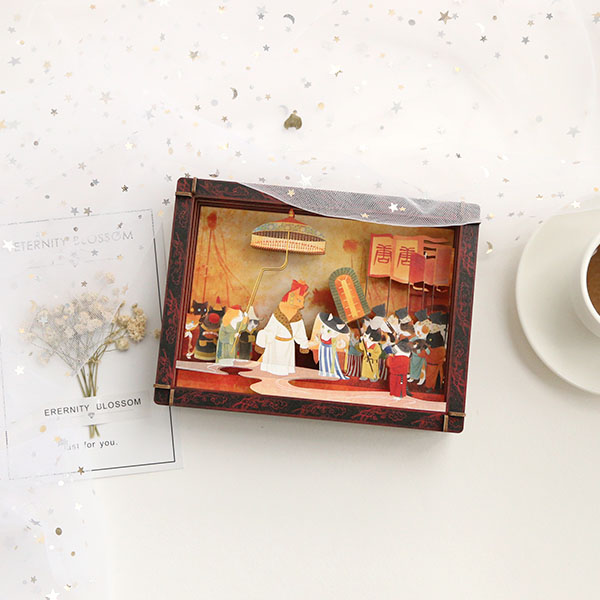 纸间造梦中国风插画瓜几拉梦唐画猫立体画生日礼物送闺蜜