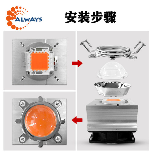 大功率led灯珠芯片散热器铝材带风扇透镜20W30W50W100W铜芯导热器