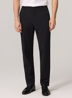 BONI/堡尼薄款休闲裤高弹黑色灰色长裤子夏季弹性深色裤VKL86113A