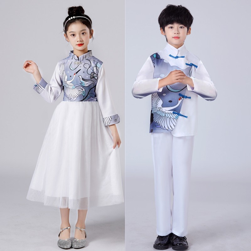 六一儿童古筝演出服小学生朗诵大合唱团表演服男女中国风国学汉服