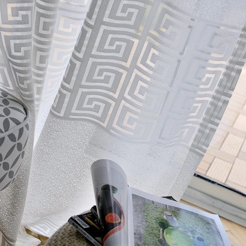 新中式窗帘成品定制古典中国风回形纱帘客厅阳台高档大气白纱新款