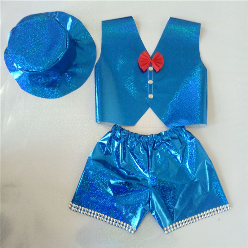 新款儿童环保服装男童礼服幼儿园diy制作男孩演出服亲子时装走秀