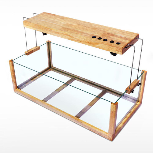 陆龟环境水陆缸饲养套装小苏赫曼豹龟苗景观箱玻璃缸橡木箱套餐