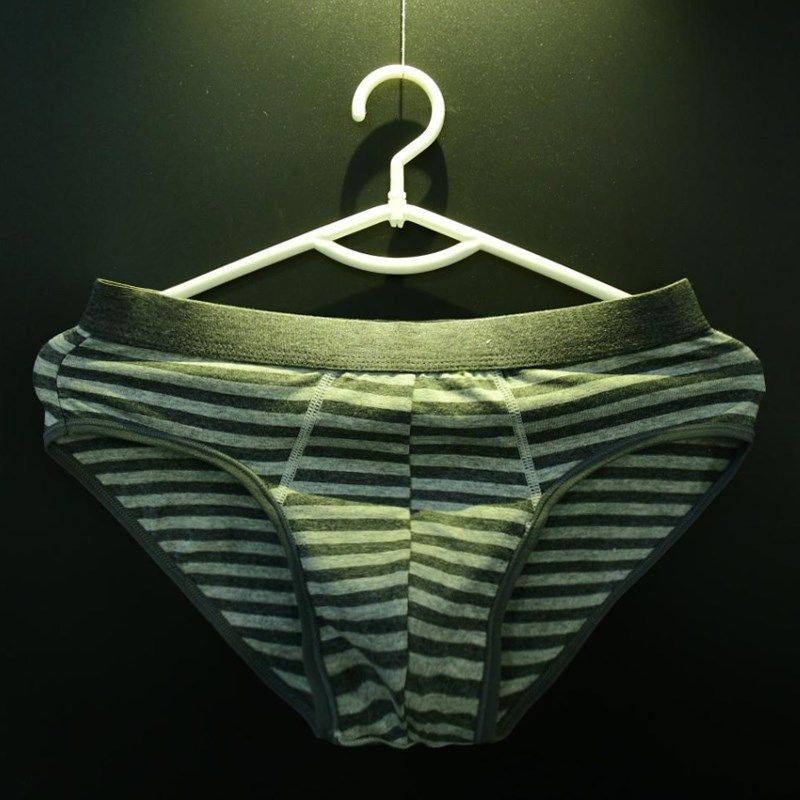 3条男士三角中腰内裤纯棉条纹青年棉质男生深灰简约抗菌短裤全棉,女士内衣/男士内衣/家居服,男三角内裤,淘宝优惠券,粉丝福利购,淘宝优惠卷