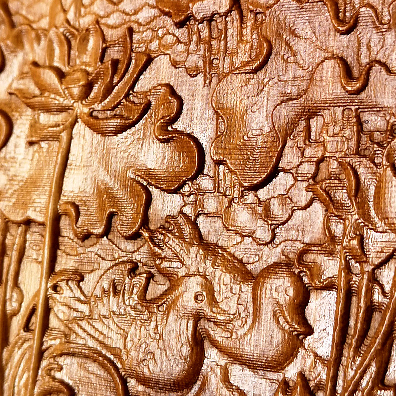 荷花鸳鸯新中式竹木雕工艺品浮雕木板画百搭装饰木贴花片洋花白胚图片