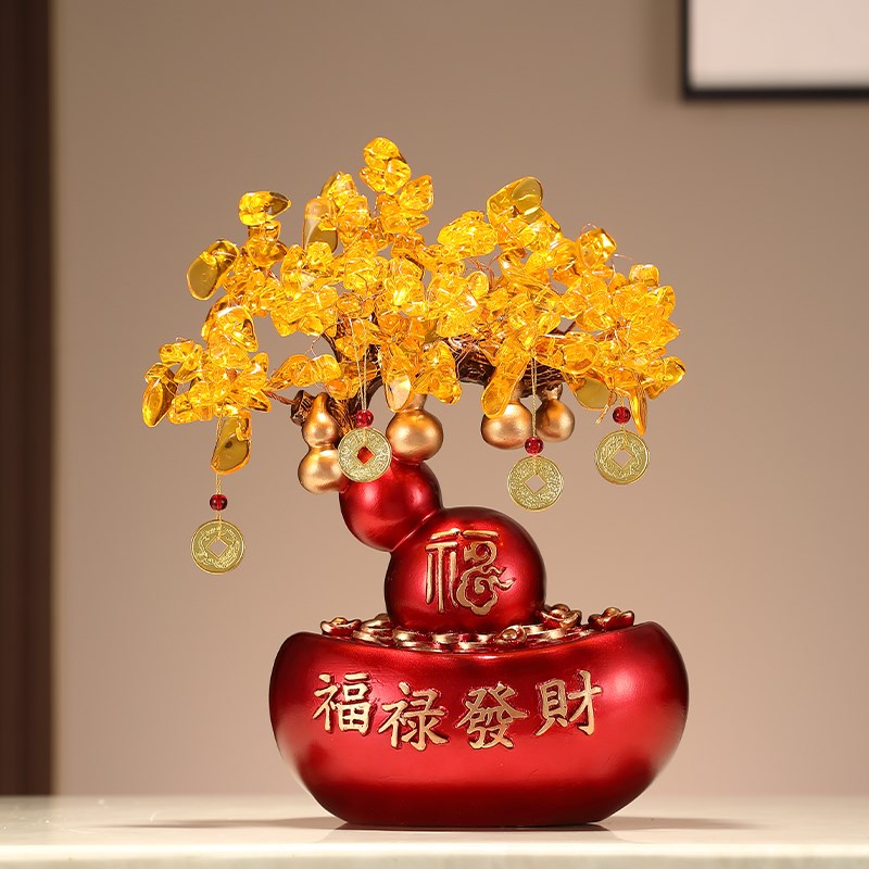 新中式葫芦发财树摆件客厅电视柜福禄招财装饰办公室乔迁新居礼品