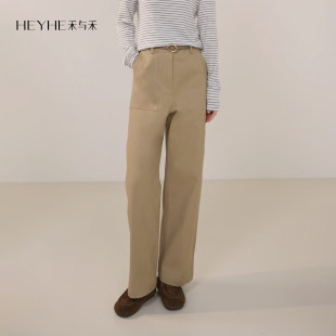 松紧高腰长裤 高棉氨纶黄金配比微弹不绷复古工装 老友裤 小禾