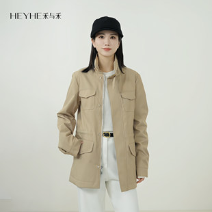 小禾【旅行者】科技面料多口袋立领防风拉链隐藏帽收腰夹克外套