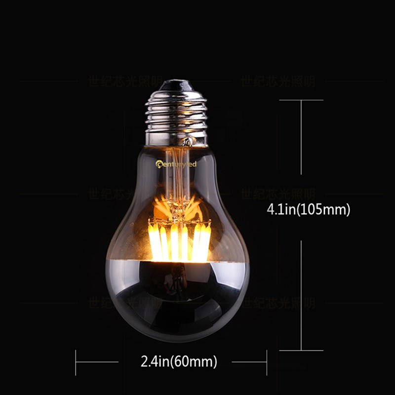 led爱迪生节能创意A19半电镀银色水银灯泡装饰暖光e27魔豆灯光源