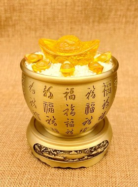 纯黄铜百福缸米缸聚宝盆家居客厅摆件大号聚米缸存钱罐招财纳福