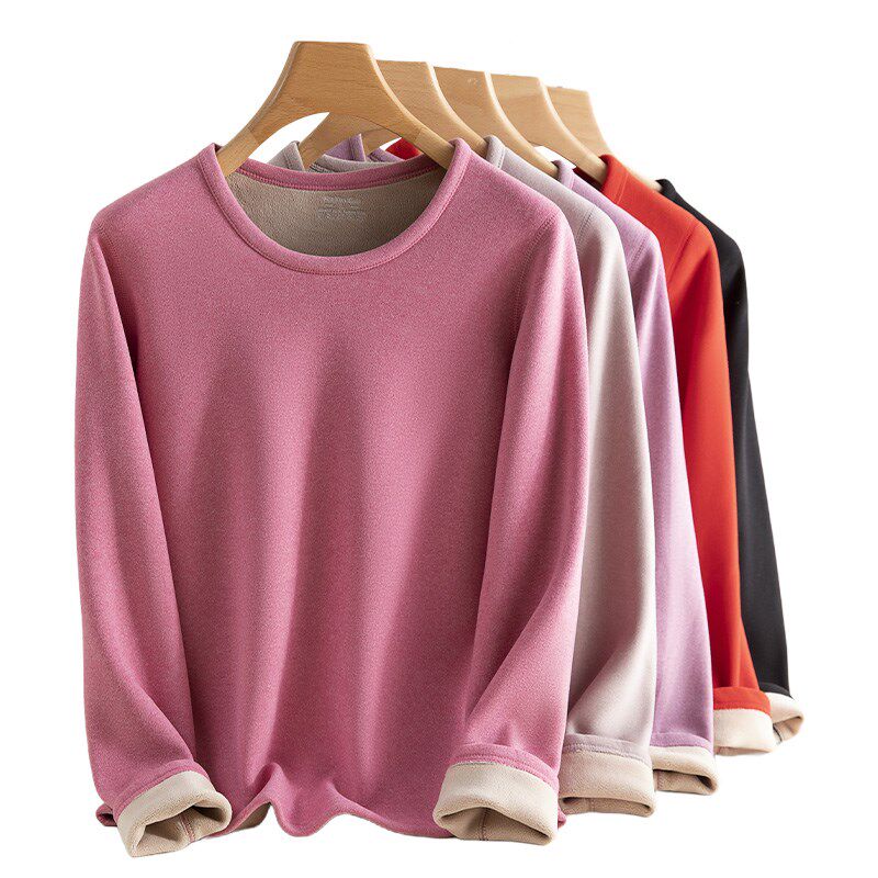 妈妈保暖内衣女士加绒加厚中老年人半高领冬季防寒秋衣秋裤套装女