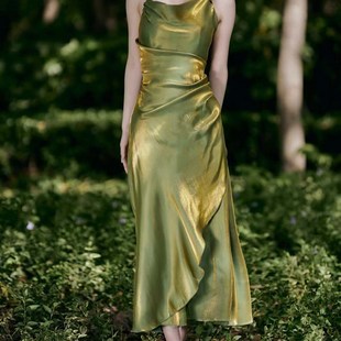 无线WUXIAN醒春人鱼偏光绿大裙摆长款成人礼生日会连衣裙礼服裙