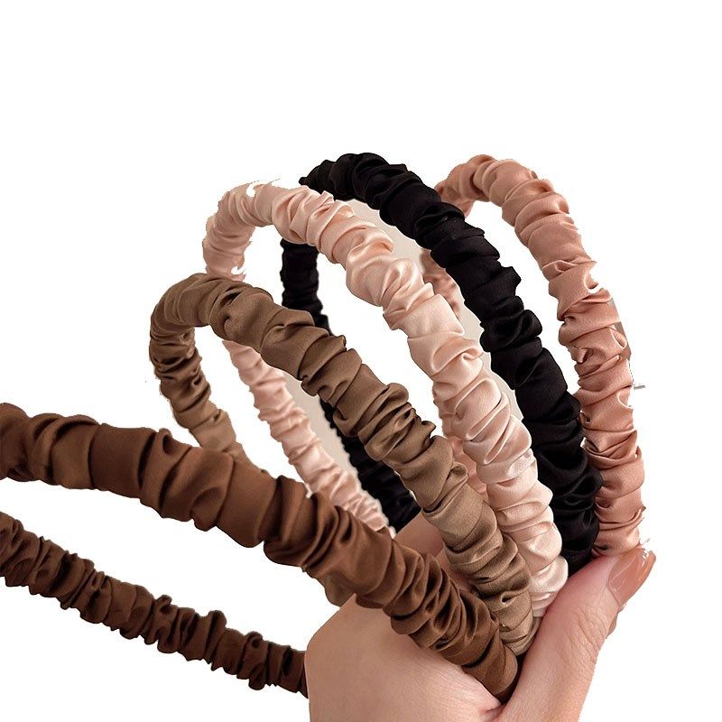 大地色系~森系褶皱发箍女款2024新款细边高颅顶头箍气质洗脸头饰