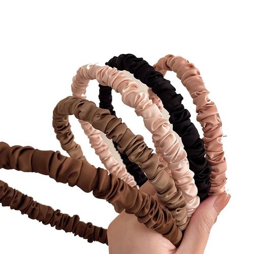 大地色系~森系褶皱发箍女款2024新款细边高颅顶头箍气质洗脸头饰