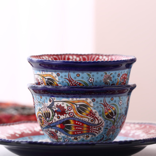 土耳其陶瓷餐具网红绳边菜盘餐盘个性家用创意盘子方盘碗碟套装