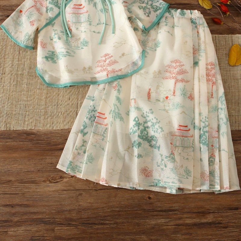 儿童汉服夏装女童新中式马面裙男童中国风唐装国学服绿色古装演出,童装/婴儿装/亲子装,汉服,淘宝优惠券,粉丝福利购,淘宝优惠卷