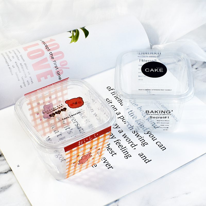 千层慕斯蛋糕盒透明甜品打包盒烘焙提拉米苏小方盒木糠杯包装盒子