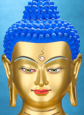 阿弥陀佛佛像摆件仿尼泊尔纯铜精工全鎏金雕花密宗供奉三宝佛佛像