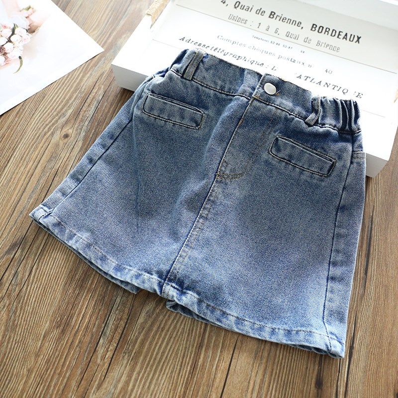 女童牛仔短裙2024夏季新款半身a字裙子儿童中大童装夏装外穿短裤