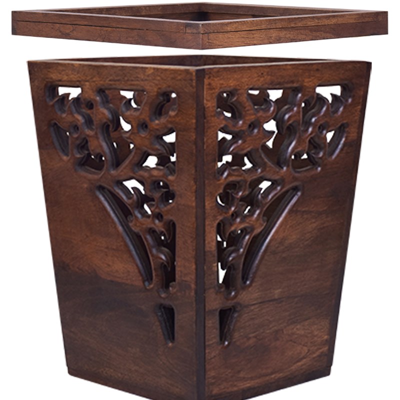 垃圾桶木制家用厨房卧室卫生间方形中式垃圾桶客厅实木垃圾篓纸篓