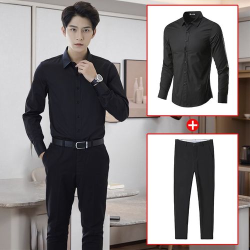 公务员面试正装衬衫男学生衣服职业套装白色毕业生答辩应聘西裤男