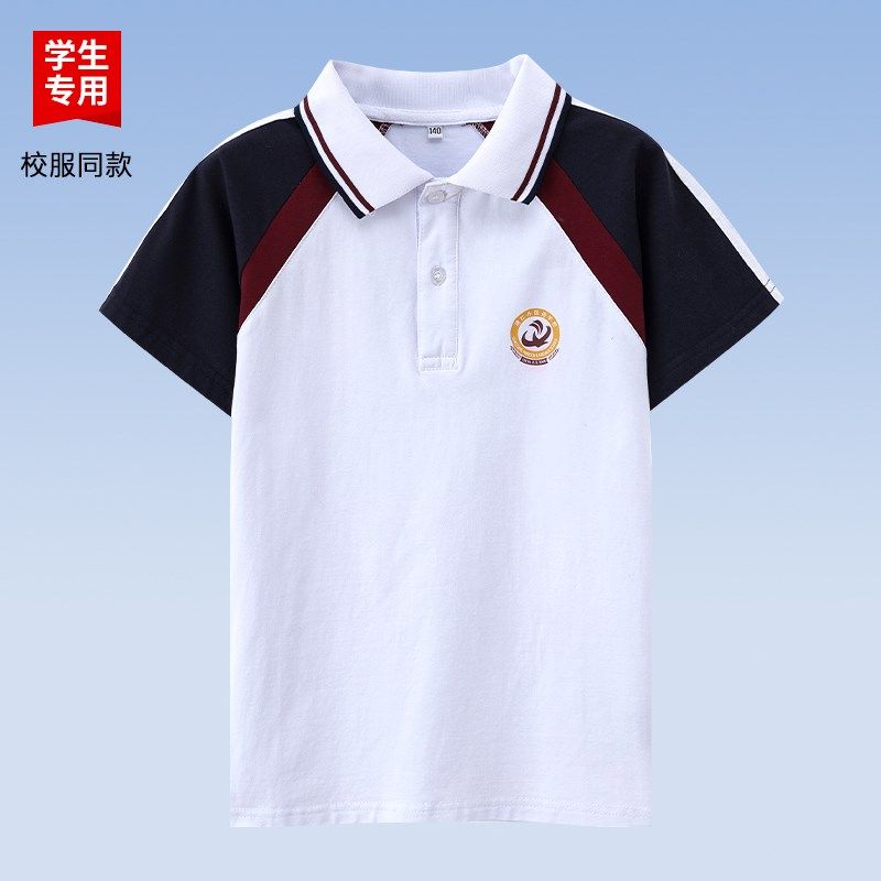学生短袖短裤英伦学院风夏季恩施清江外国语学校男女儿童polo校服