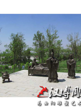 玻璃钢仿铜人物雕塑铸铜二十四孝卧冰求鲤人物场景雕塑铜雕古代人