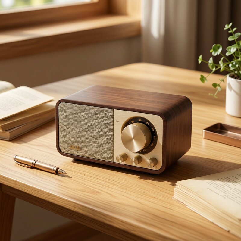 日本进口店主自留款 个性音质超好复古胡桃木色蓝牙音箱收音机