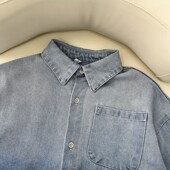偏大偏宽松 有厚度可做外套穿 春款 版 型中大童牛仔衬衫